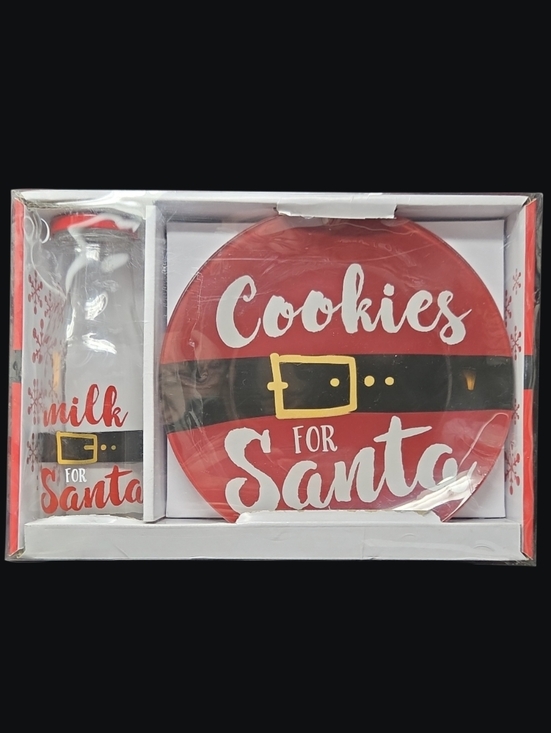 Cookies For Santa Other - NIB- Cookies for Santa Plate and Milk Bottle Set - Red